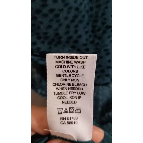 NWT! Maurice's Dark Teal Velour Dot Burnout Puff Sleeve Blouse Size Large - Picture 9 of 10